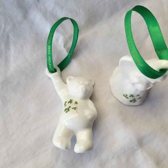 Royal Tara Ireland Porcelain Shamrock  Angel and Teddy Bear Ornaments - Picture 2 of 9